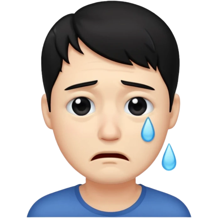 man crying with black hair emoji