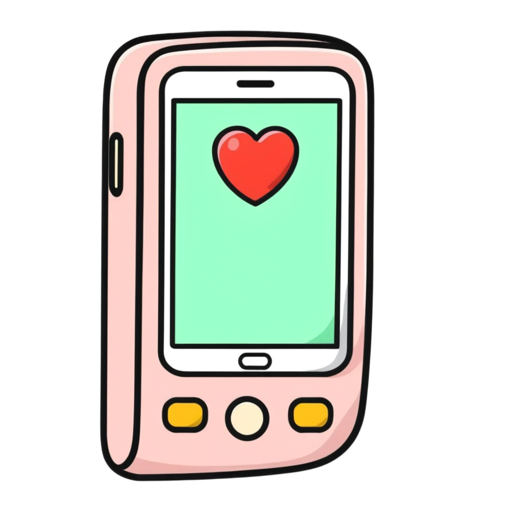 a phone showing a room on its screen with a heart emoji