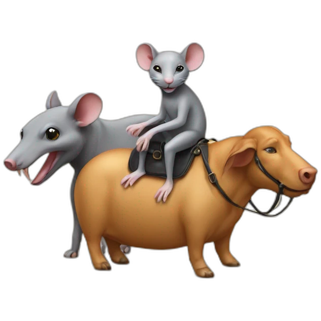 Rat on a cat on a dog on a pig on a horse on a elephant emoji