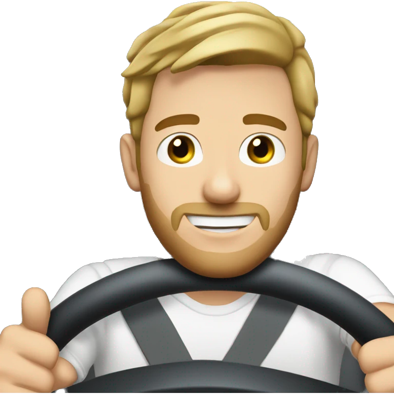 white male taking a selfie whilst driving  emoji
