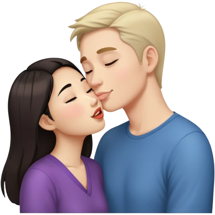 White guy kisses Asian girl emoji