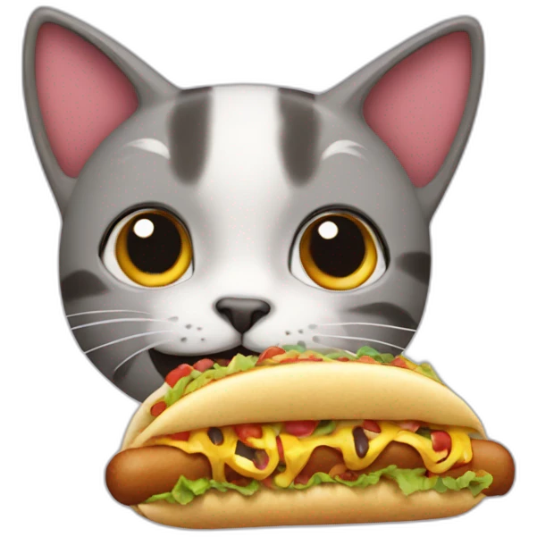 Cat eat tacos and hot dog emoji