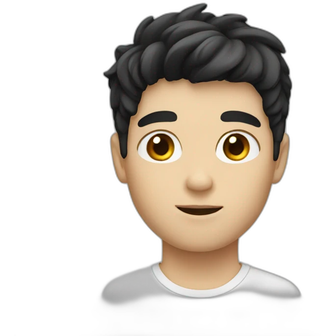 white boy with black hair emoji