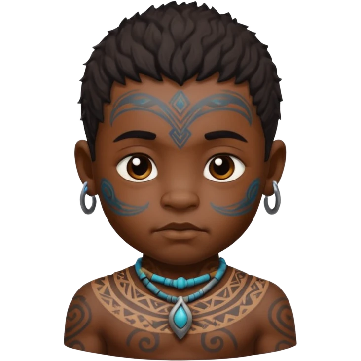 ancient hairy black baby boy, tattooed emoji