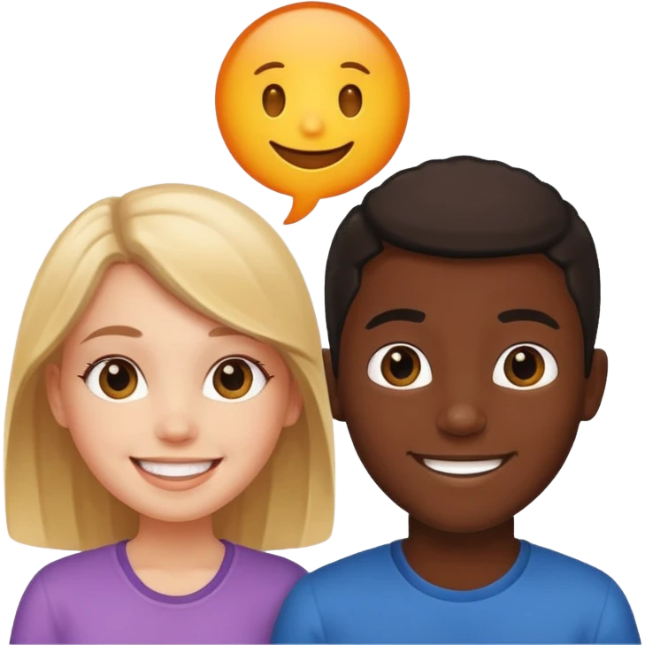 happy white girl and black boy emoji