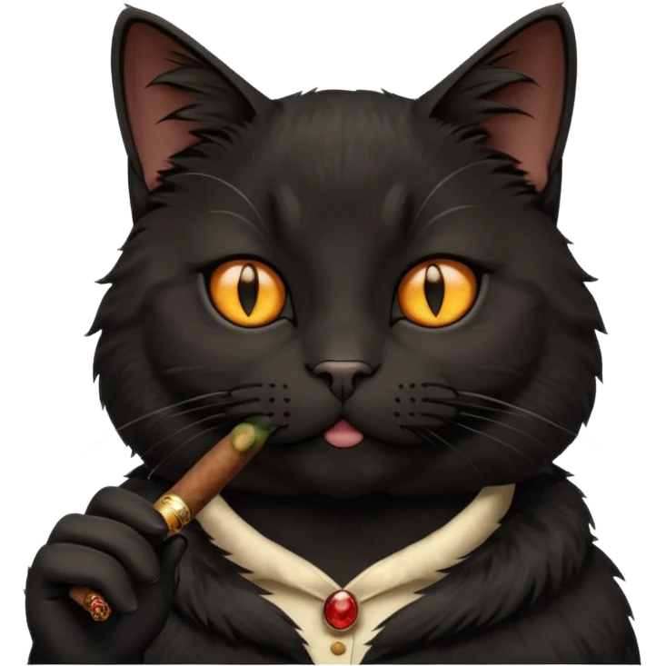 fluffy black cat smoking a cigar emoji