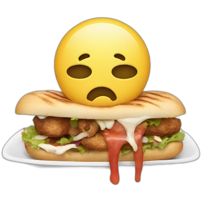 sad emoji eating kebab emoji