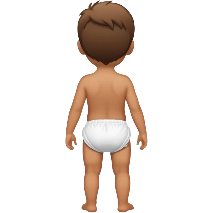 boy child standing with back facing, wearing a diaper emoji