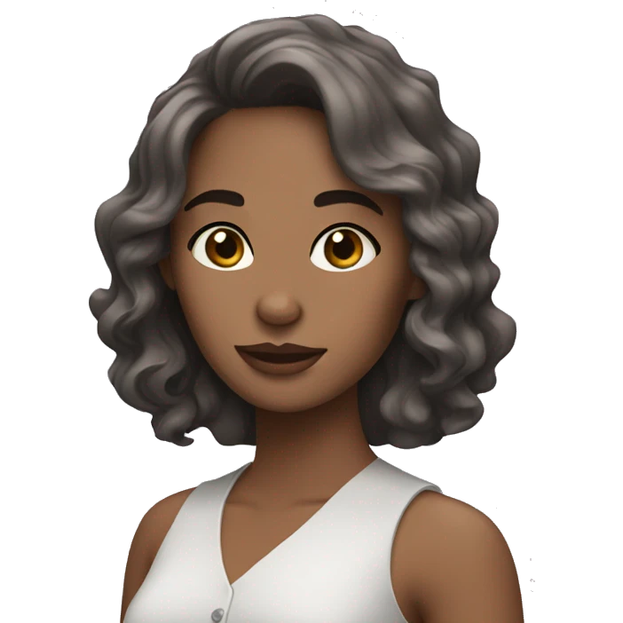 Brunette with gray eyes wavy hair emoji