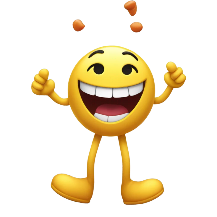 Candy with very open mouth, very happy, with arms and legs, insane and crazy emoji