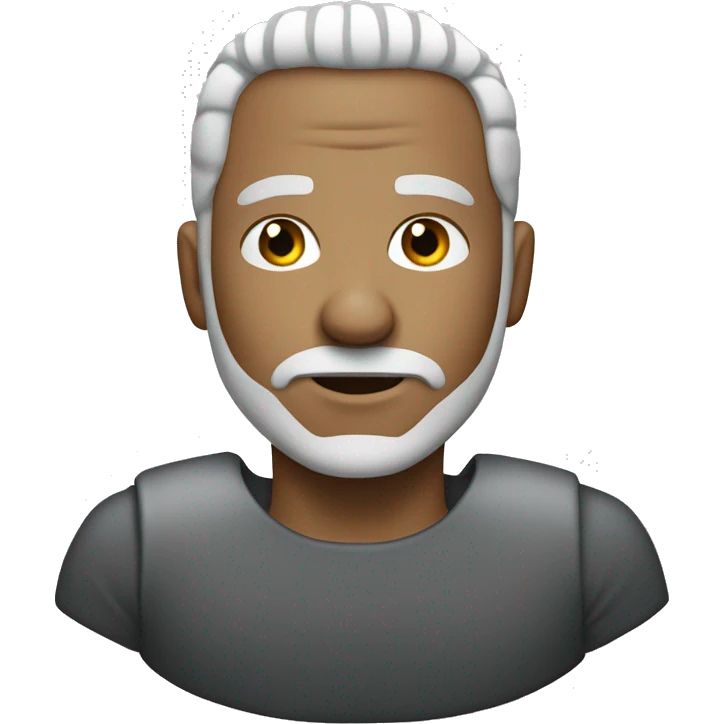 man with silver.white buzzed haircut & a goatee emoji
