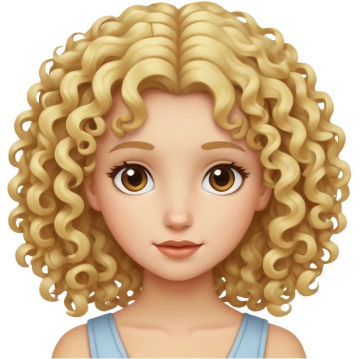 blonde girl, curly hair emoji