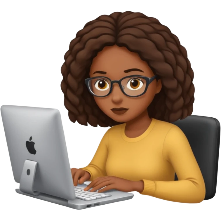 black woman working on a computer emoji