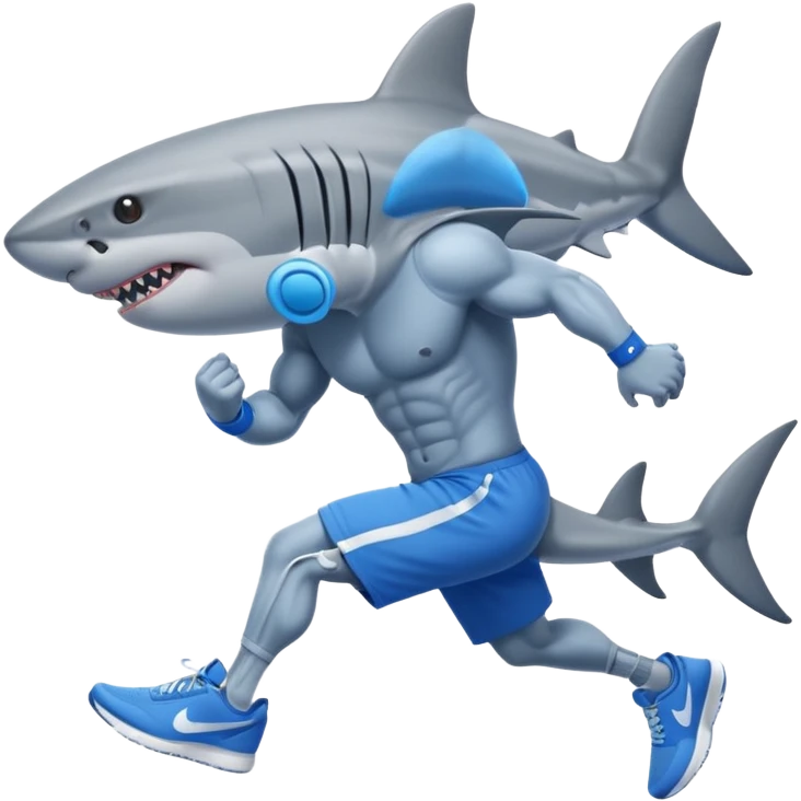 Shark with legs wearing blue Nikes emoji