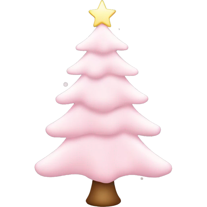 aesthetic christmas tree with snow and light pink decorations and star emoji