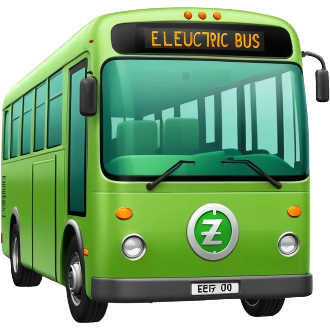 green electric bus with zero-euro coin symbol 0€ emoji