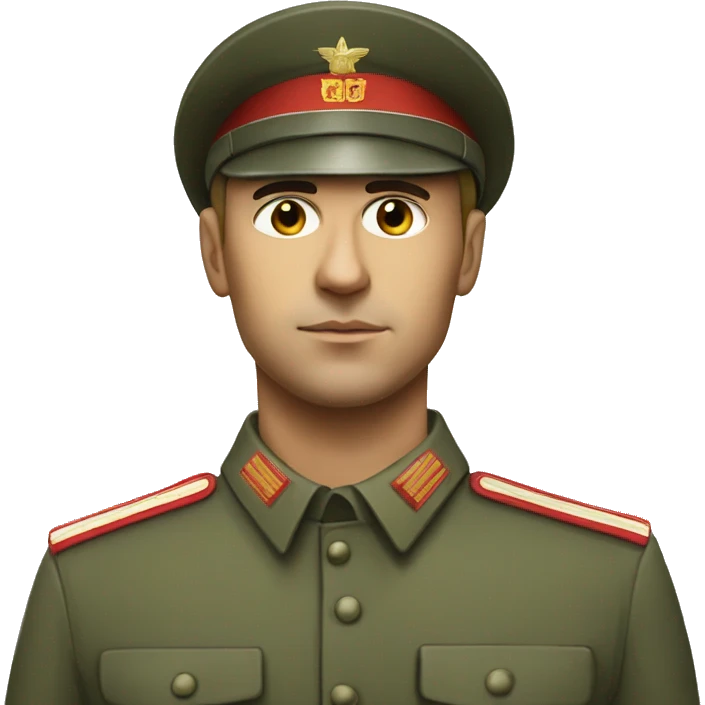 realistic ussr soldier serious with military takes emoji