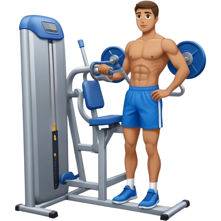 man with blue shorts exercising using side-deltoid-machine emoji