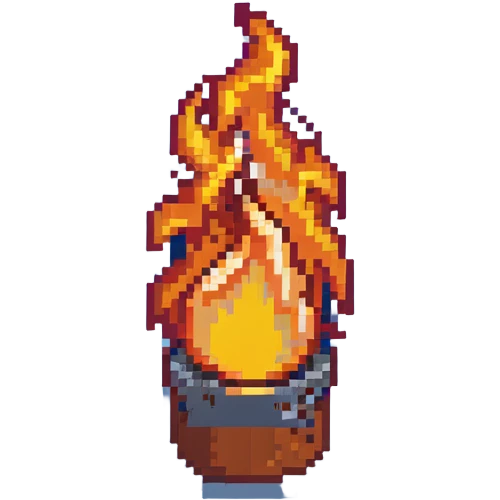 top fire end cap, flame tip pointing up, orange and yellow emoji