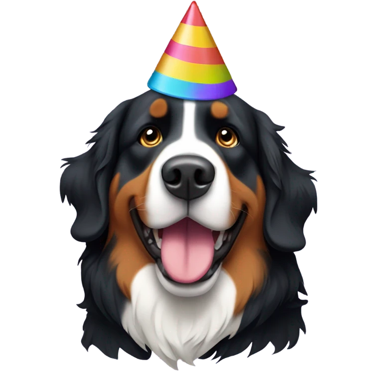 Bernese mountain dog with a party hat  emoji