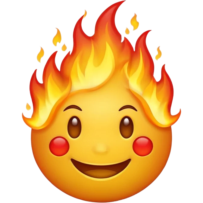 smiling yellow emoji with fire surrounding them emoji