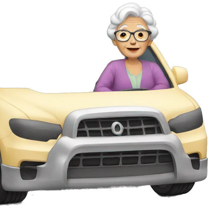 Granny in a big car emoji