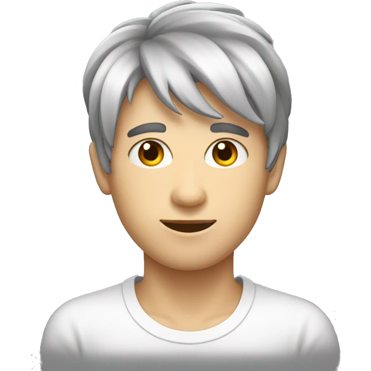 Emoji d’un homme avec des couettes les cheveux noirs la peau blanche et les yeux noirs emoji