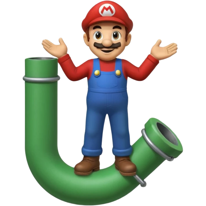 Mario se tient sur un tuyau de Mario Bros emoji