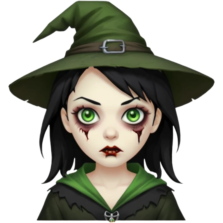 black hair zombie witch emoji