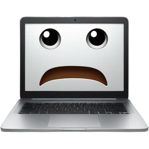 laptop with shocked face emoji