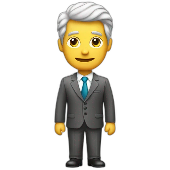 Hombre con traje y corbata, haciendo una llamada emoji