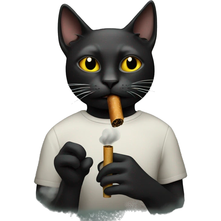 black cat smoking a joint  emoji