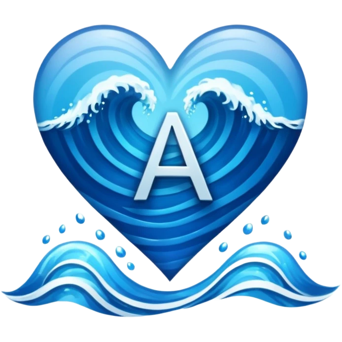ocean heart with letter A emoji