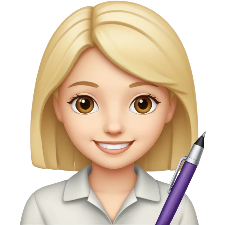 Pen with smiling face Lila emoji