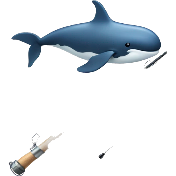 Fishing rod with a whale on the hoo emoji