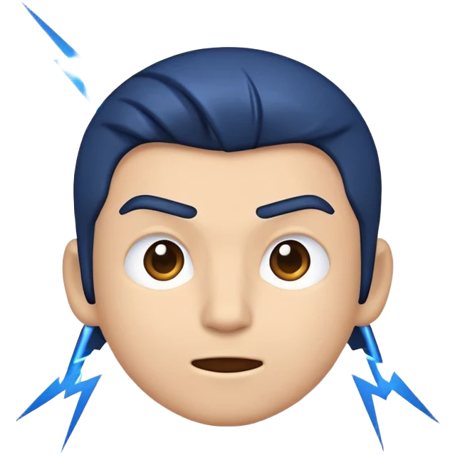 Create an emoji named Ali in dark blue and animated with lightning and special lines. emoji