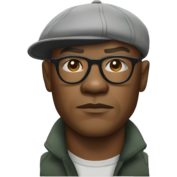 bald samuel l jackson serious wearing shirt and backwards Kangol emoji