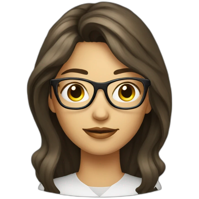 young woman designer computer with glasses emoji