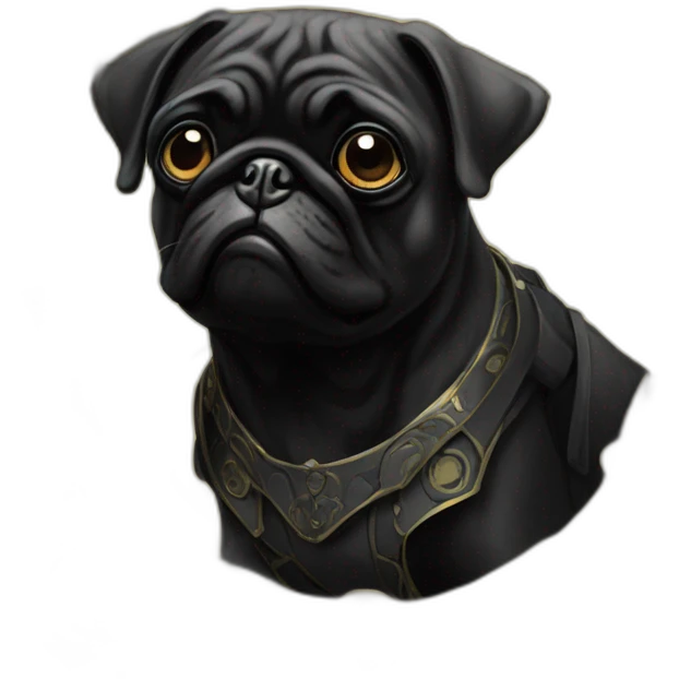 A cyberpunk black pug in Art Nouveau style during 1910 emoji