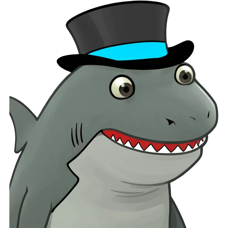 Shark with a top hat emoji