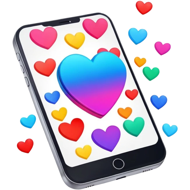 smartphone showing a colorful photo social media post with a heart and image icon emoji