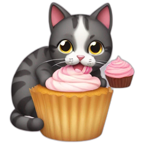 cat eating cupcake emoji