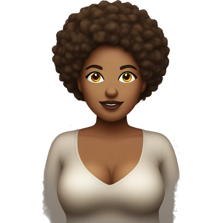 Plus size seductive woman brown skin and afro emoji