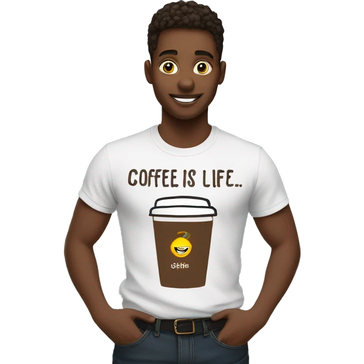 Student with a tshirt Saying Coffee is life  emoji