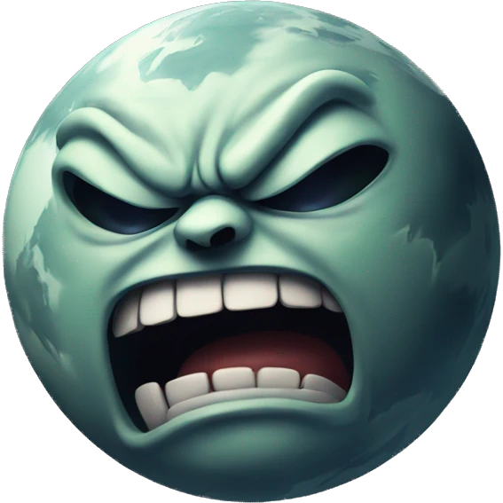 angry moon man attacking the earth emoji