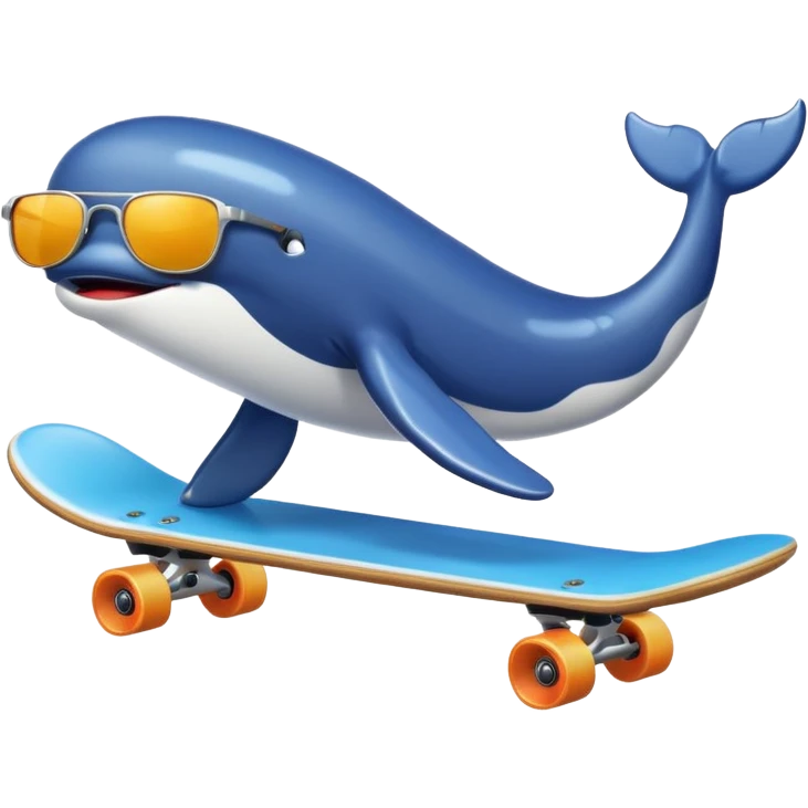Whale on a skateboard with sunglasses emoji