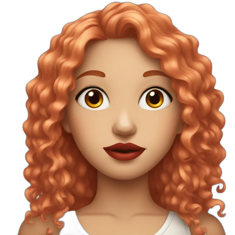 girl with red curls and red lips emoji