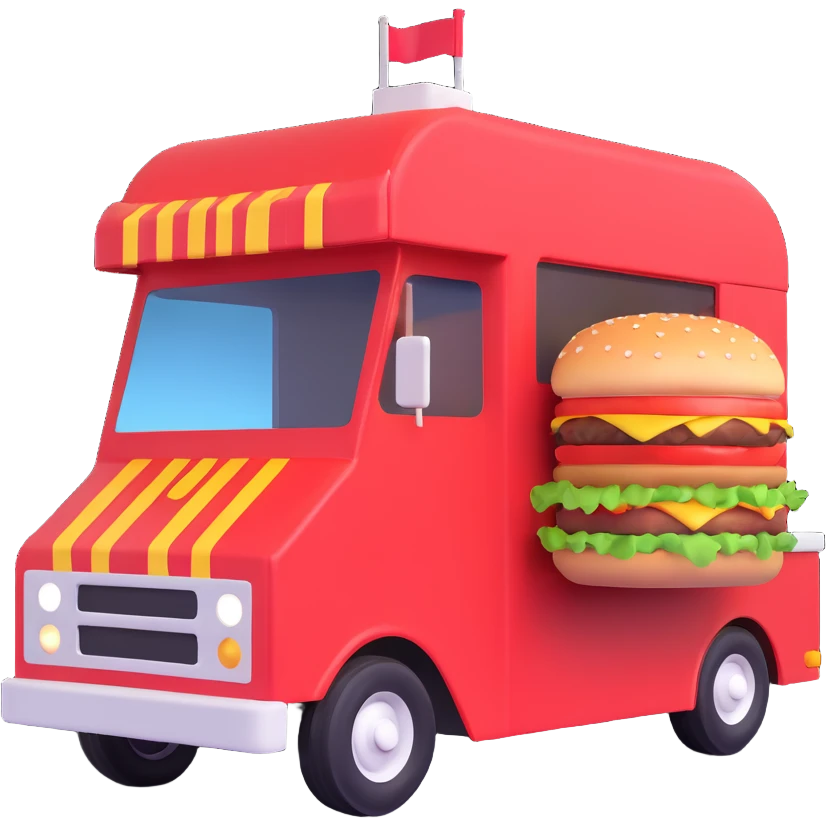generate me a 3D hamburger food truck emoji