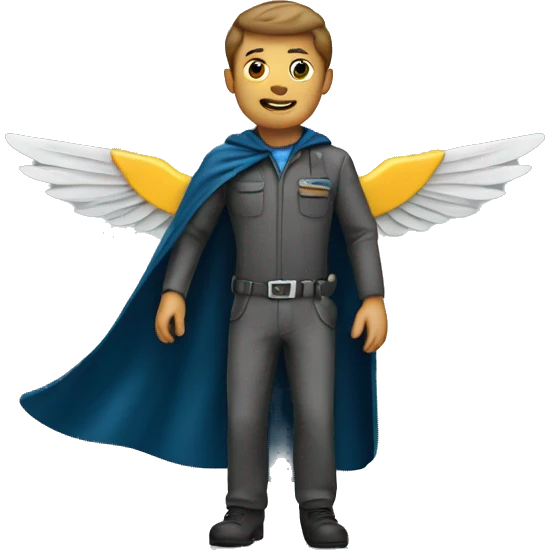 Engineer wearing a cape and flying  emoji
