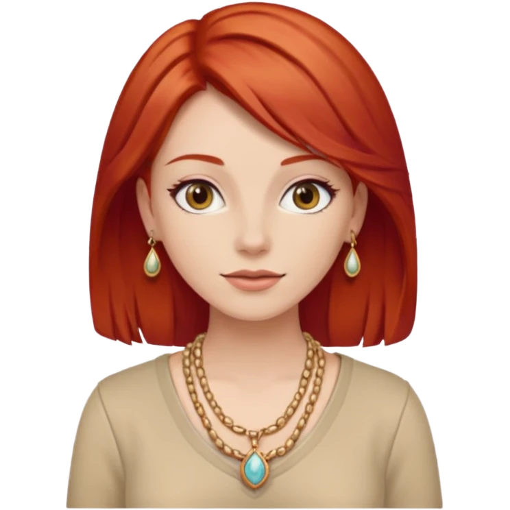 lady-in-beige-clothes-,-red-hair,-wearing-necklace emoji